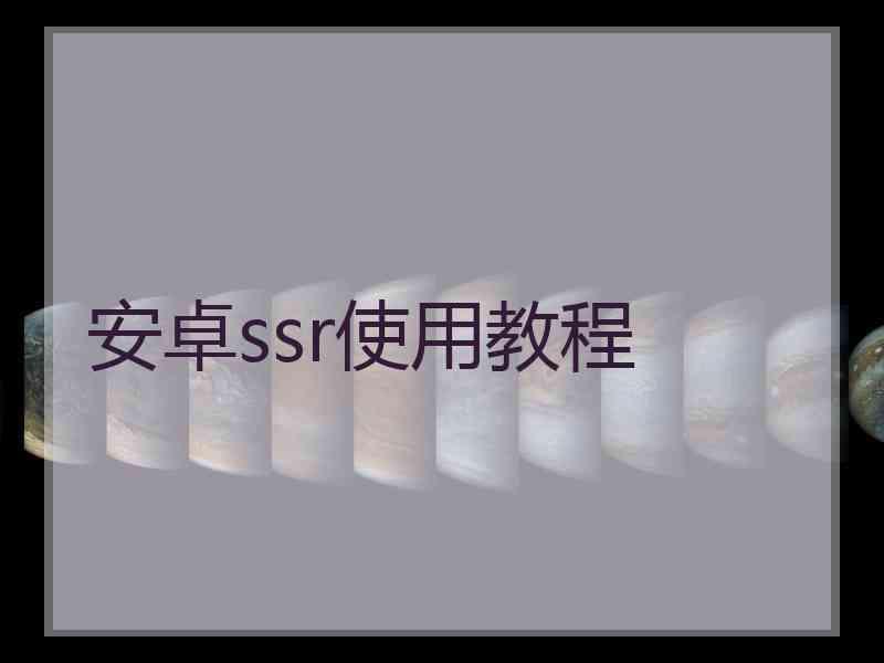 安卓ssr使用教程